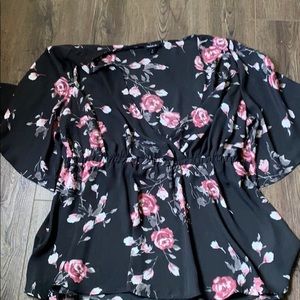 Torrid Black Floral Blouse